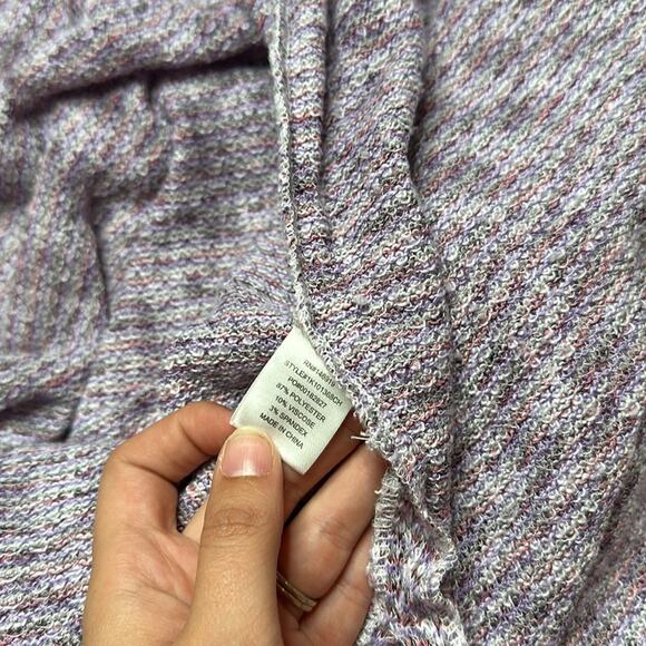 Purple Waffle Knit Long Cardigan Duster Layering Piece Lavender Sweater w22 - Picture 4 of 4